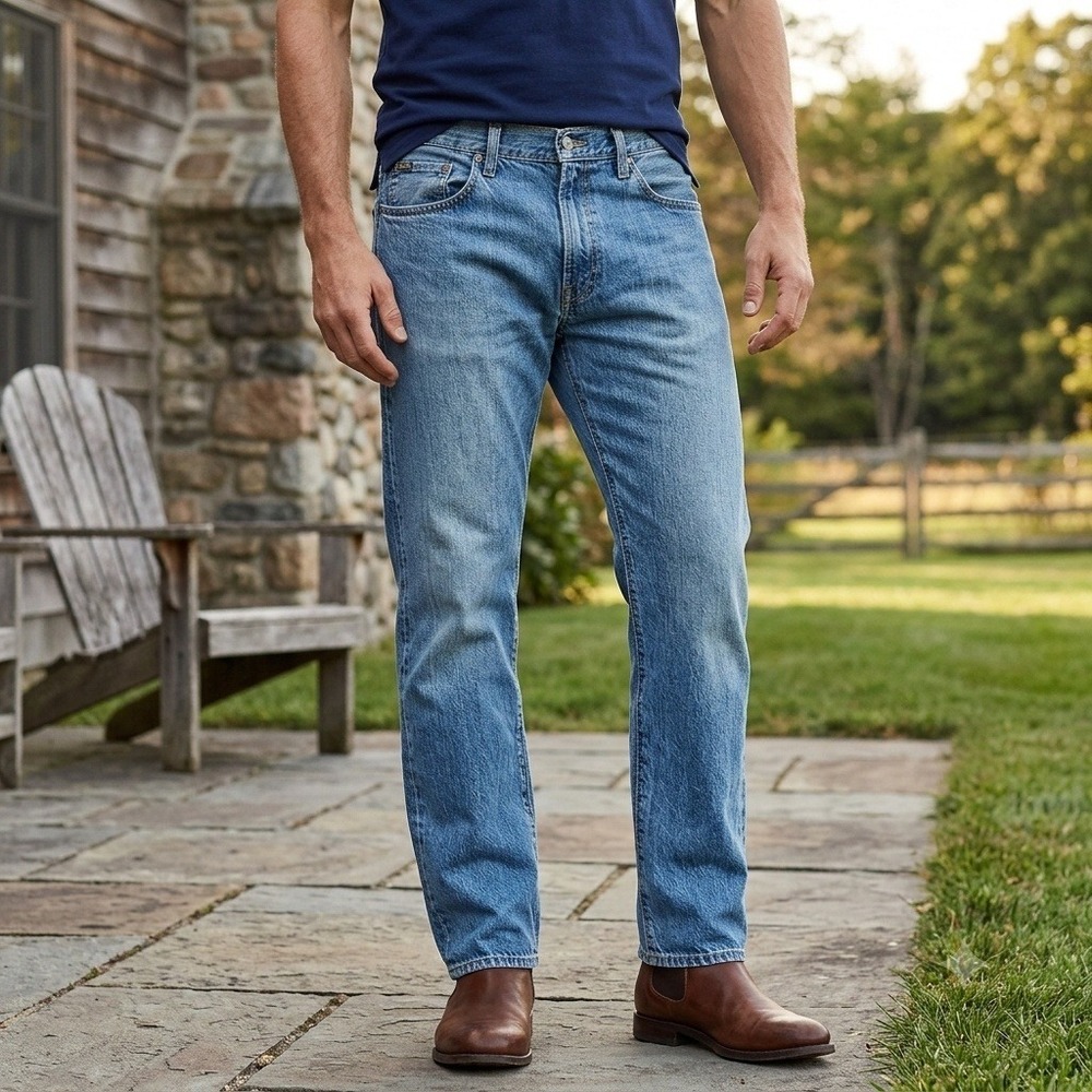 Polo Ralph Lauren Hampton Relaxed Straight Jeans Mens 34x30 Blue Medium Wash